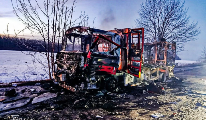 Drone kamikaze attacking firefighters in Kharkiv region