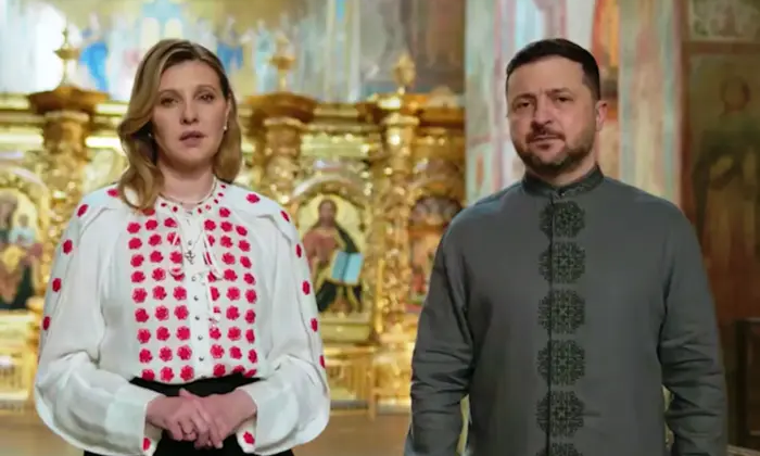 Zelensky and Zelenska with Easter greetings