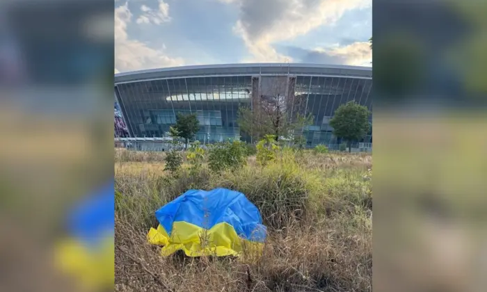 Флаг Украины на Донбасс Арене