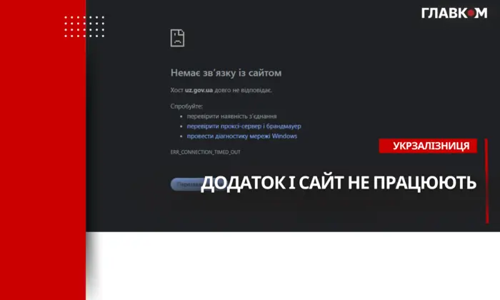Помилка в роботі додатку та сайту