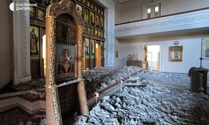 Повреждения церкви в Кривом Роге