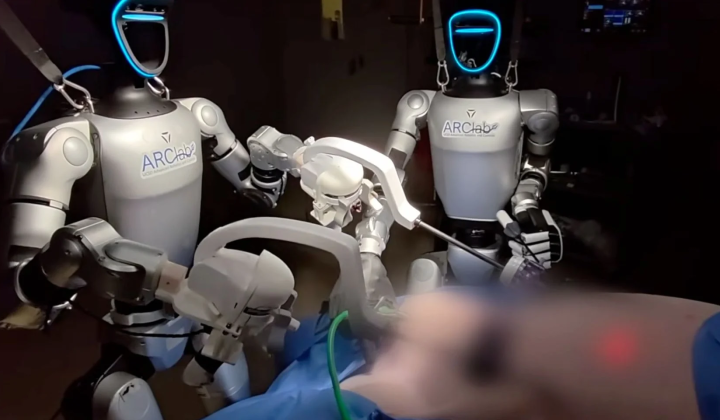 Humanoid robot during surgery