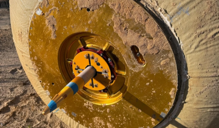 Robot collecting lunar ice in Texas