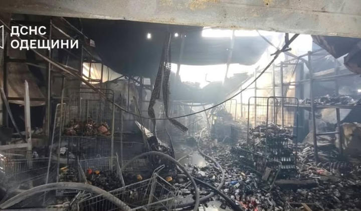 Fire in supermarket in Odessa region