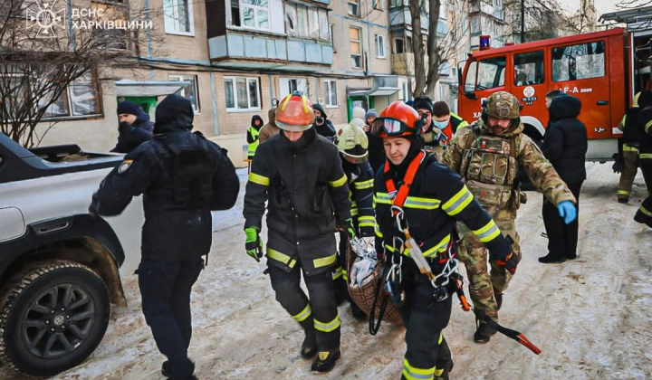 Fire in multi-storey building in Kharkiv
