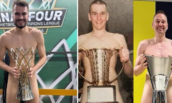 Lithuanian basketball player recreates iconic naked photo of father