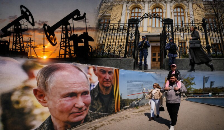 Портрет Путіна, падіння рейтингу, економіка РФ
