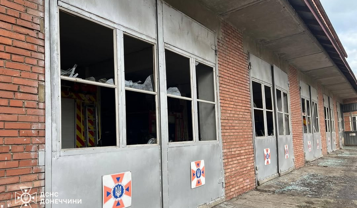 Пожарная часть в Слов'янске под обстрелом