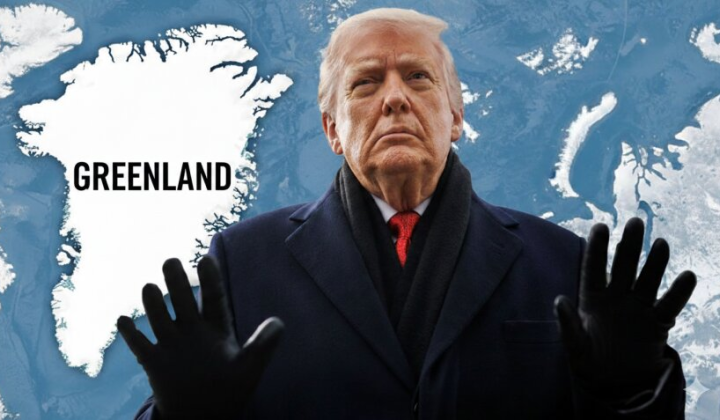 Map of Greenland with US flag