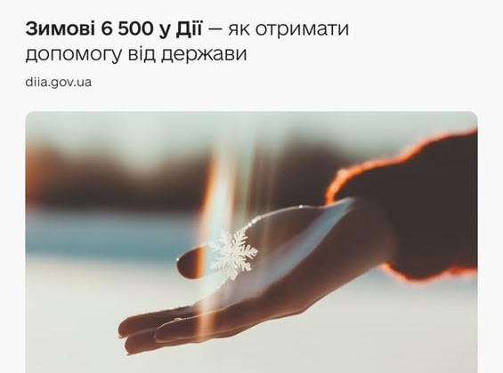 Зимняя помощь 6500 грн: кто может получить и как оформить через Дію