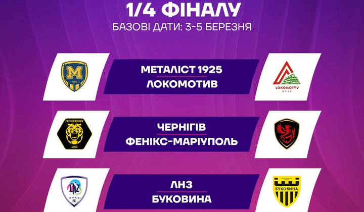 Жереб Кубка України: всі пари чвертьфіналу