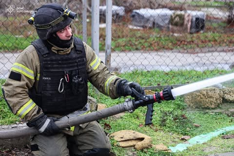 Drone attacked the gas station during the fire