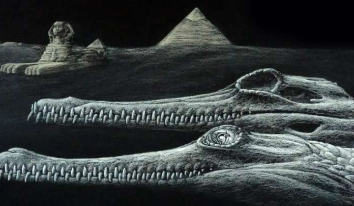 Скелет вимерлого крокодила Herugavialis поблизу Сфінкса