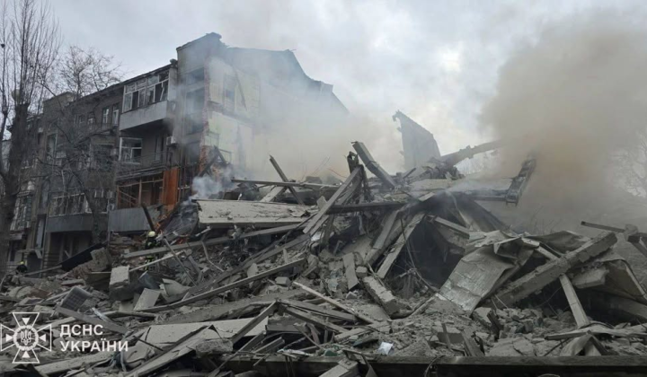 Damaged building in Kharkiv
