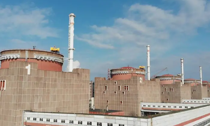 Damaged side building of the crisis center of the NPP