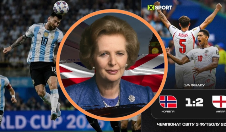 Flags of England and Argentina on the football field