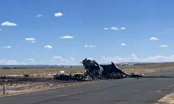 Медицинский самолет во время катастрофы