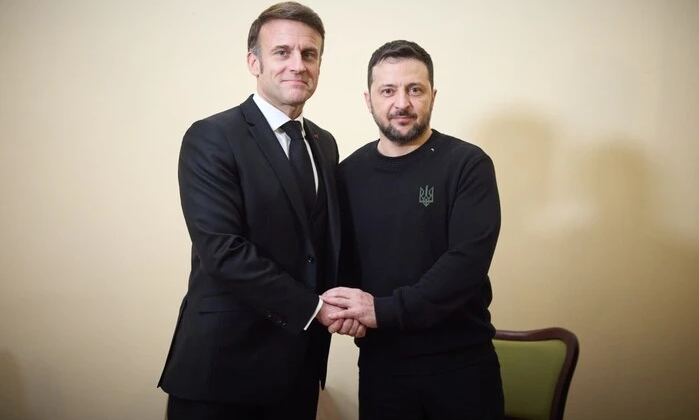 Зеленский и Макрон на встрече.