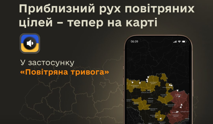Map of air targets movement with threat types