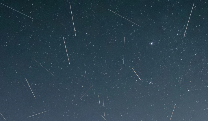 Perseid shooting stars at night