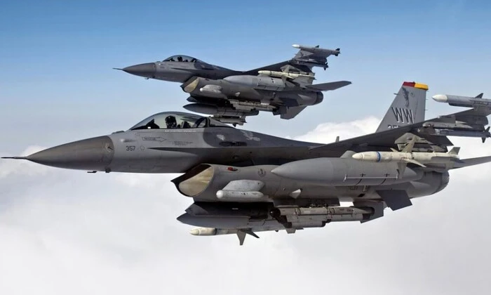 Воздушная иллюстрация военного самолета F-16