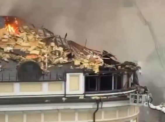 Fire engulfs the Assumption Cathedral of the Kyiv Pechersk Lavra and the Art Arsenal