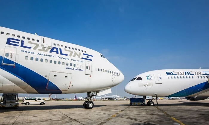 Логотип авіакомпанії «Ель-Аль» на фоні літака