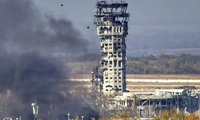 Donetsk airport before and after restoration