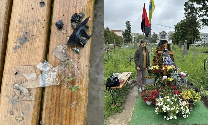 Изуродованная могила военнослужащего и журналиста
