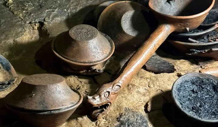 Ritual artifacts in Mexican cave