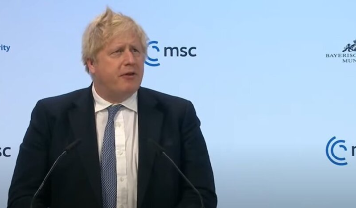 Boris Johnson speaking at a press conference