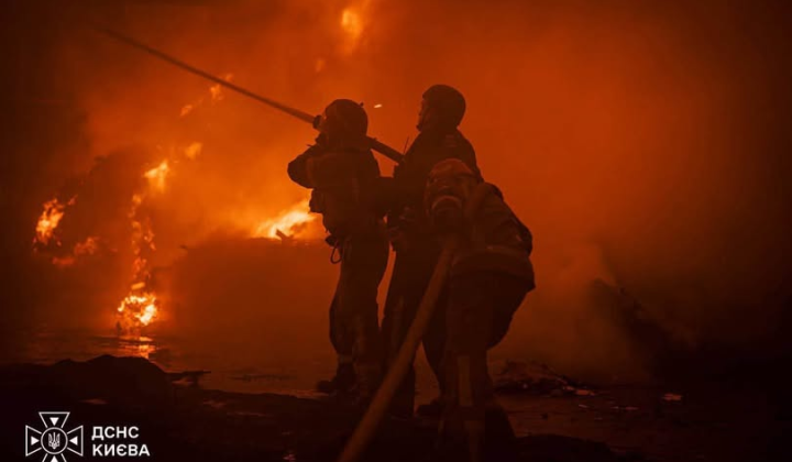 Fire at warehouse in Kyiv
