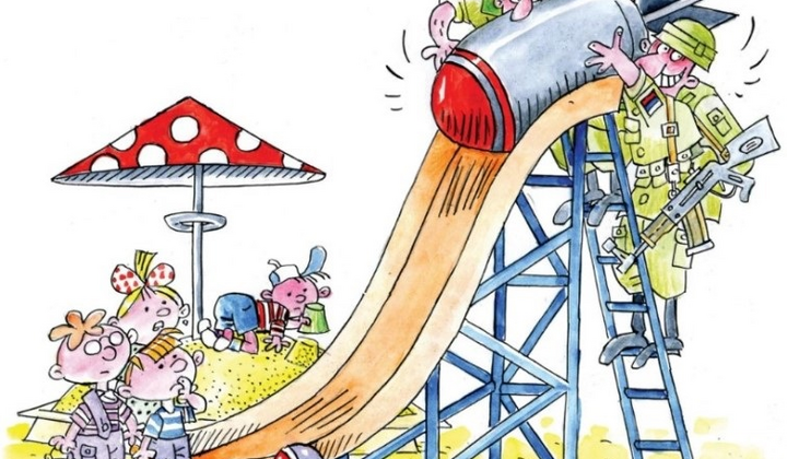 карикатура на Путіна та вояк