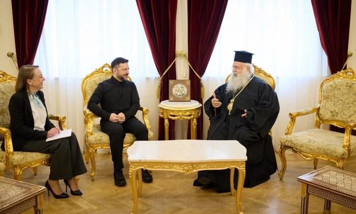 Zelensky and the Archbishop of Cyprus meeting