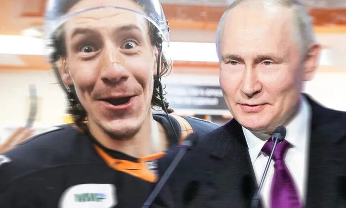 Cameron Lee with a hockey stick
