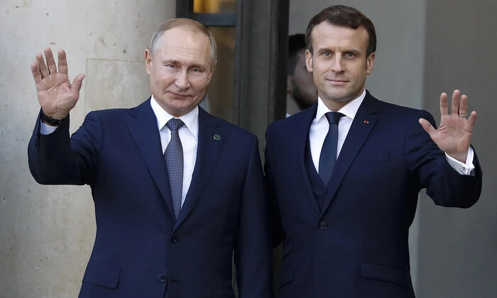Макрон и Путин на встрече