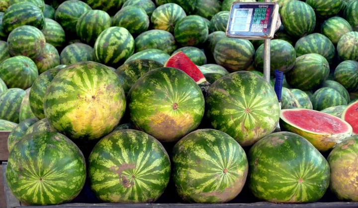 Арбузы и дыни на рынке