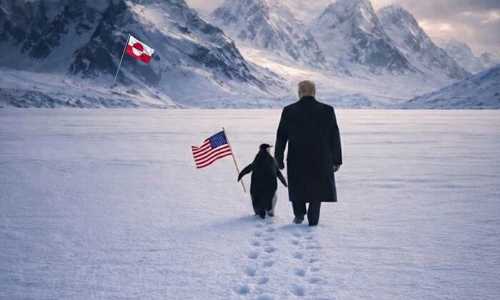 Трамп и пингвин в Гренландии