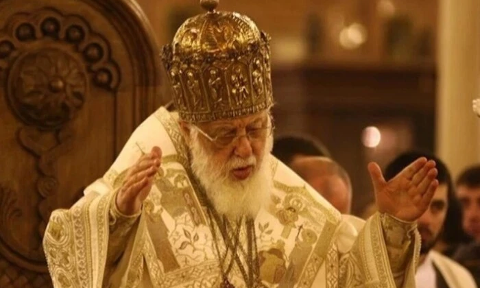 Patriarch Ilia II at the service