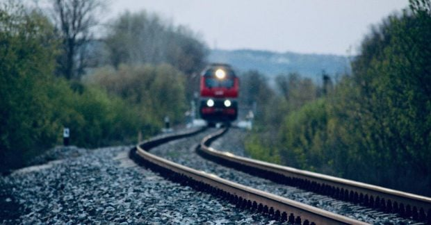 Train traveling to Europe at night