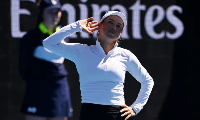 Yulia Putintseva on the court at Australian Open