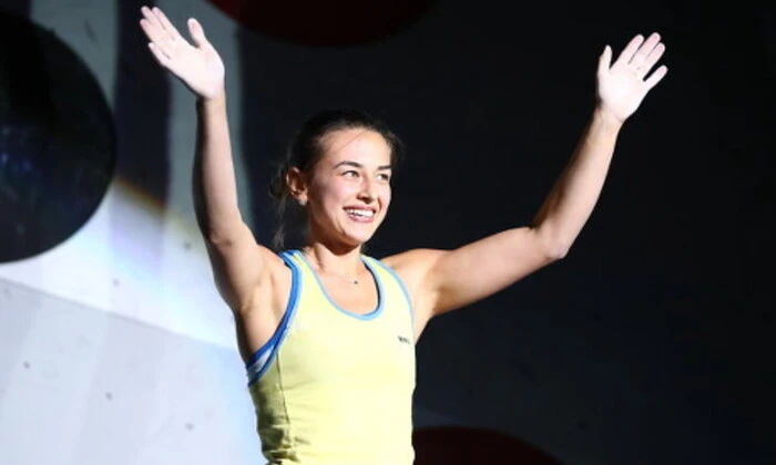 Yevheniia Kazbekova during training