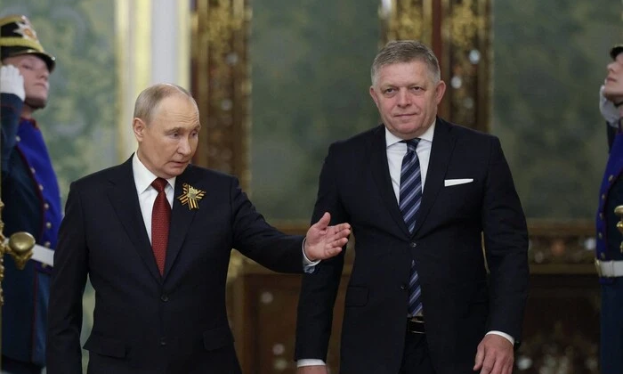 Slovak Prime Minister Fico and Putin in Moscow
