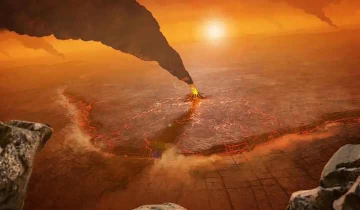 Satellite falling onto the surface of Venus
