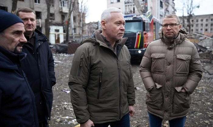 Поврежденные дома в Харькове