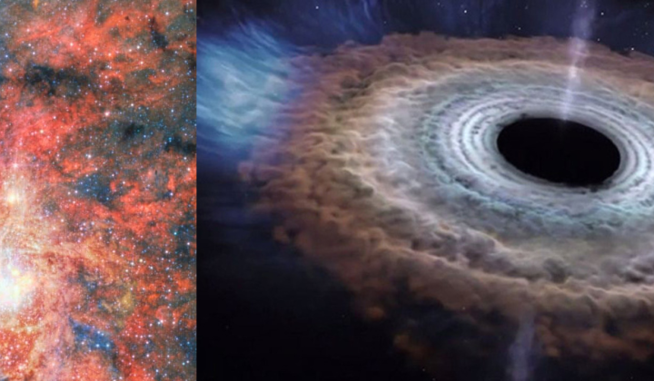 Watery nebula around the black hole