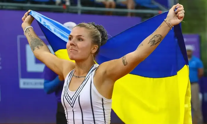 Oleksandra Oliynykova celebrates her victory at the tournament