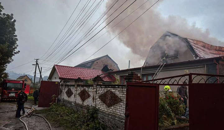 Firefighters extinguishing fires in Kyiv region
