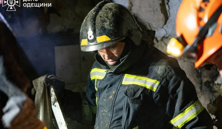 Rescuer from Odesa in front