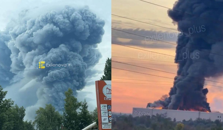Fire after the drone attack